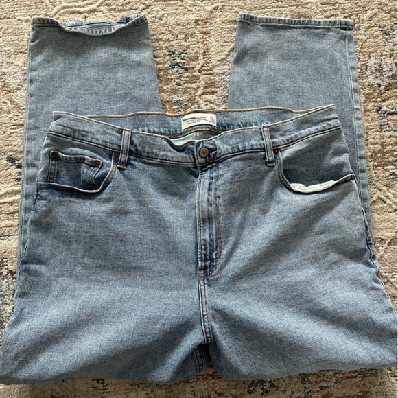 Abercrombie & Fitch Jeans Womens 34 Light Ankle Straight High Rise Patchwork - Picture 4 of 8